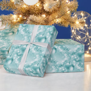 Elegant Turquoise Christmas Ball Wrapping Paper