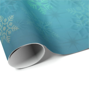 Elegant Turquoise Christmas Snowflake Pattern Wrapping Paper