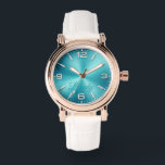 Elegant Turquoise Dial Rose Gold Watch<br><div class="desc">Add a touch of timeless elegance to your everyday look. This stunning rose gold watch features a radiant turquoise dial paired with a soft white leather strap for a fresh, feminine finish. Perfect as a thoughtful gift or a stylish accessory for special occasions, birthdays, weddings, or everyday sophistication. A graceful...</div>