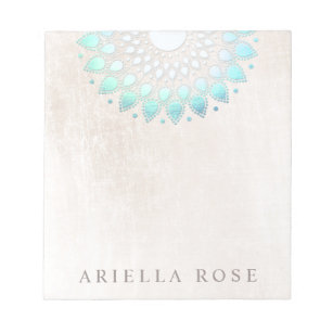 Elegant Turquoise Floral Lotus Notepad