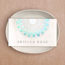 Elegant Turquoise Floral Lotus White Marble