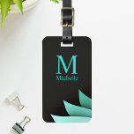 Elegant Turquoise Floral Personalised Monogram Luggage Tag<br><div class="desc">Personalise this beautiful product with your name and monogram.</div>
