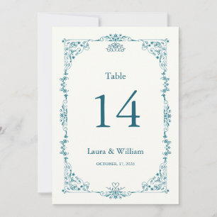 Elegant Turquoise Floral Table Number