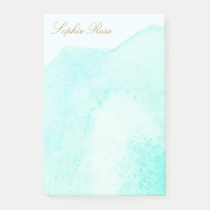 Elegant Turquoise Floral Watercolor Flower Post-it Notes