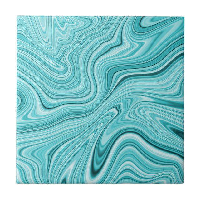 Elegant turquoise fluid marble ceramic tile (Front)