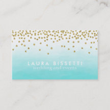 Elegant Turquoise Glitter Custom Business Card.