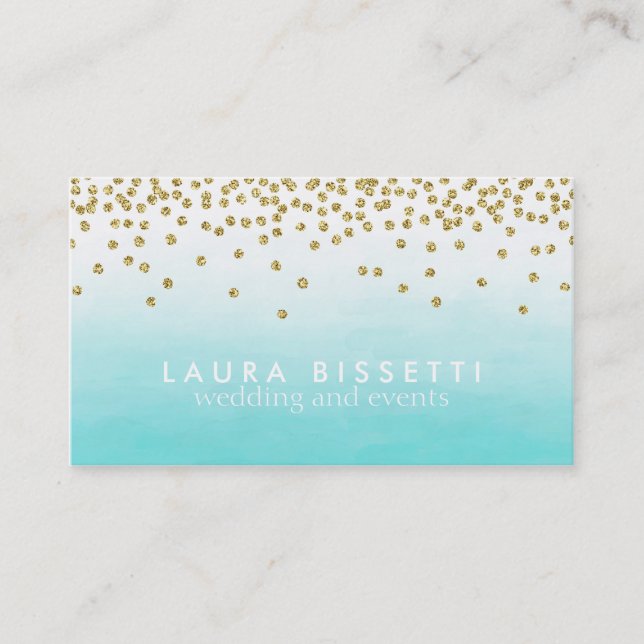 Elegant Turquoise Glitter Custom Business Card. Card (Front)
