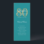 Elegant Turquoise Gold 80th Birthday Program Menu<br><div class="desc">Elegant "Birthday Party Program" design with a sophisticated script typography w/ custom text.</div>