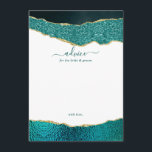 Elegant Turquoise & Gold Agate Wedding Advice Card<br><div class="desc">Celebrate in style with these modern and trendy advice cards. The design features a watercolor turquoise and gold glitter agate background with matching handwritten script font wording. These cards will allow your guests to write a note of advice for you to keep and read over in years to come. The...</div>