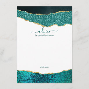 Elegant Turquoise & Gold Agate Wedding Advice Card