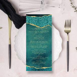 Elegant Turquoise & Gold Agate Wedding Menu