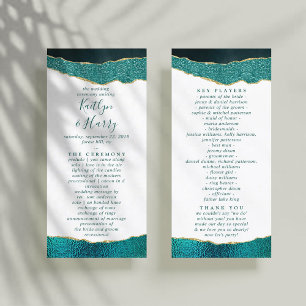 Elegant Turquoise & Gold Agate Wedding Program
