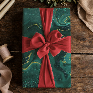 Elegant Turquoise Gold Marbled Fluid Abstract Wrapping Paper