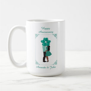 Elegant turquoise Happy Anniversary Custom Mug