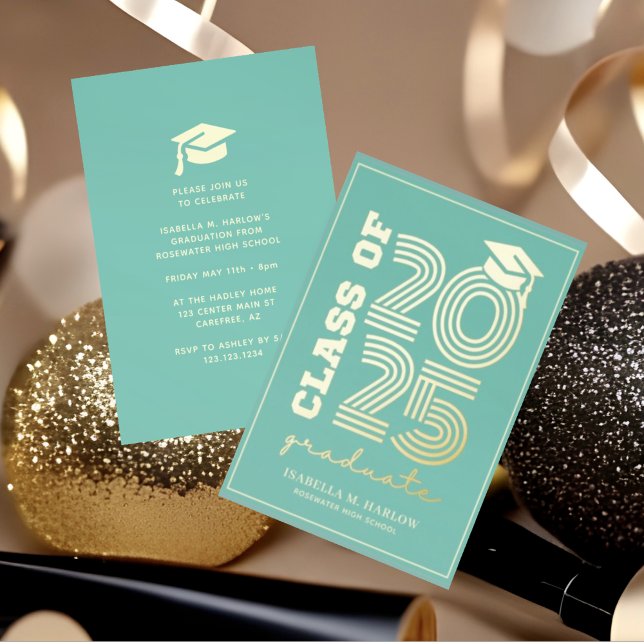 Elegant Turquoise High School Graduation Gold (Creator Uploaded)