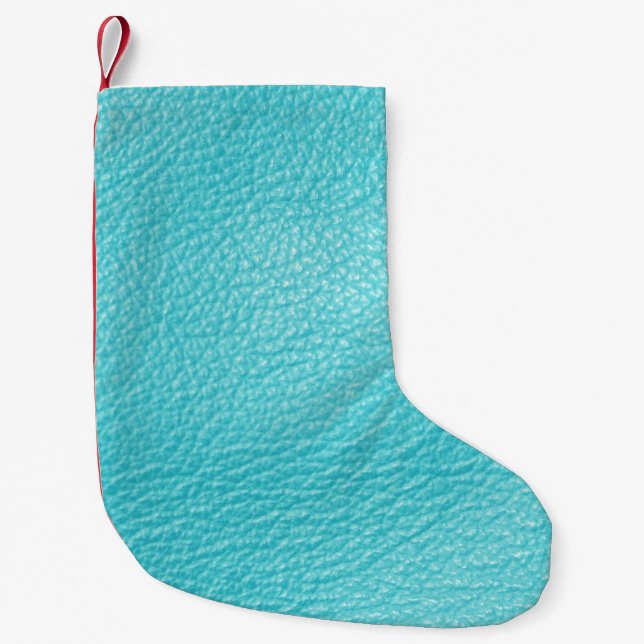 Elegant Turquoise Leather Texture Small Christmas Stocking (Front)