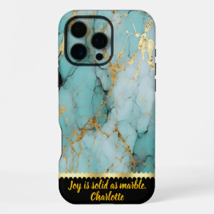 Elegant turquoise marble with stunning gold veins iPhone 16 pro max case
