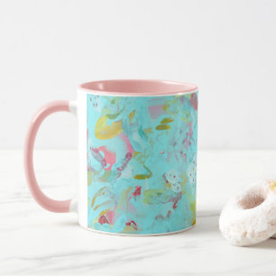 Elegant Turquoise Oasis Abstract with Pink Mug