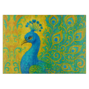 Elegant Turquoise Peacock Bird Decorative Cutting Board