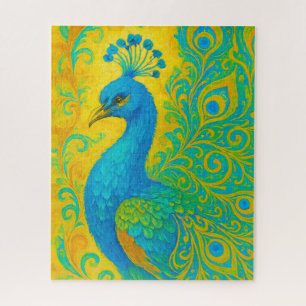 Elegant Turquoise Peacock Decorative Jigsaw Puzzle