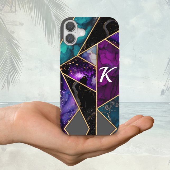 Elegant turquoise purple glitter girly Case-Mate iPhone case (Creator Uploaded)