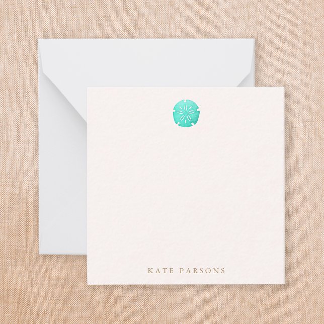 Elegant Turquoise  Sand Dollar Note Card (Creator Uploaded)