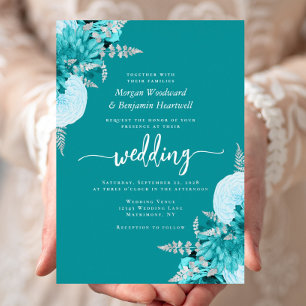 Elegant Turquoise Silver Floral Wedding