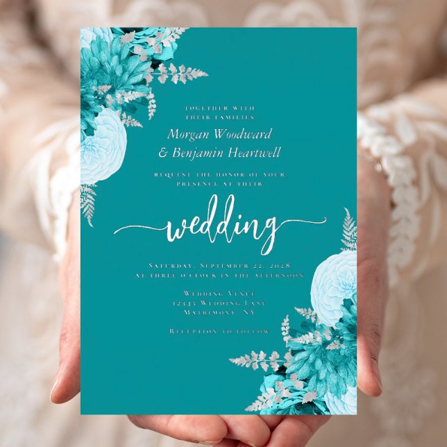 Elegant Turquoise Silver Floral Wedding (Creator Uploaded)