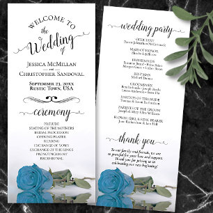 Elegant Turquoise Sky Blue Rose Romantic Wedding Program