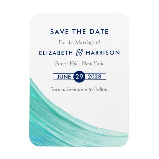 Elegant Turquoise Tides Beach Save The Date Magnet (Vertical)