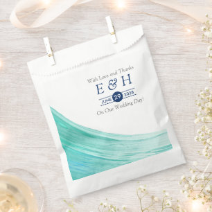 Elegant Turquoise Tides Beach Wedding Favour Bag