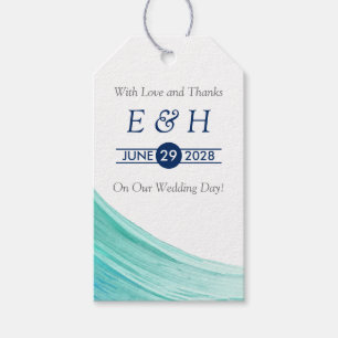 Elegant Turquoise Tides Beach Wedding Gift Tags