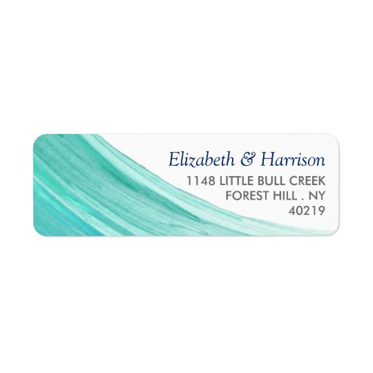 Elegant Turquoise Tides Beach Wedding Return Address Label