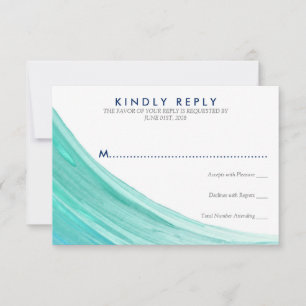 Elegant Turquoise Tides Beach Wedding RSVP Card