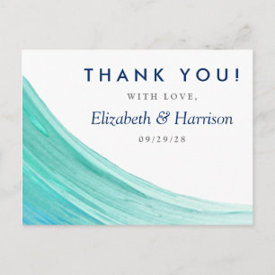 Elegant Turquoise Tides Beach Wedding Thank You Postcard