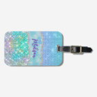 Elegant Turquoise unicorn faux glitter monogram