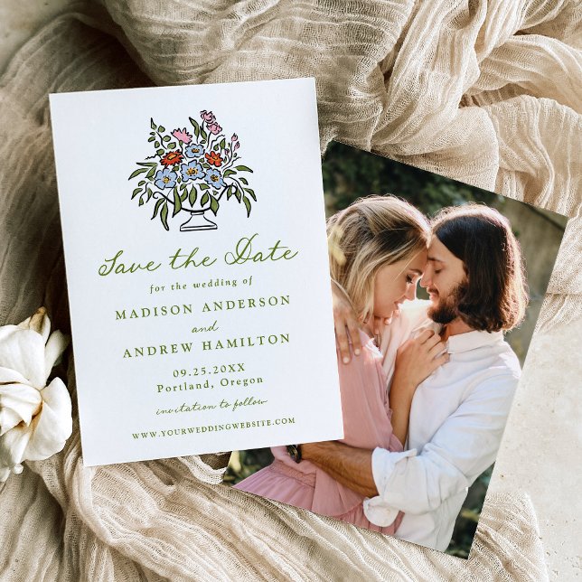 Elegant Tuscan Sunset Blooms Photo Save The Date (Creator Uploaded)