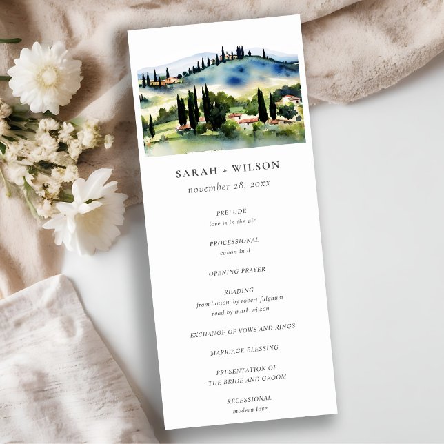 Elegant Tuscany Italy Landscape Wedding Program (Creator Uploaded)