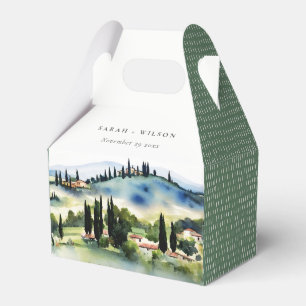 Elegant Tuscany Italy Watercolor Landscape Wedding Favour Box