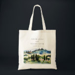 Elegant Tuscany Italy Watercolor Landscape Wedding Tote Bag<br><div class="desc">Tuscany Italy Watercolor Landscape Theme Collection.- it's an elegant script watercolor Illustration of Tuscany mountain landscape,  perfect for your Italian destination wedding & parties. It’s very easy to customize,  with your personal details. If you need any other matching product or customization,  kindly message via Zazzle.</div>