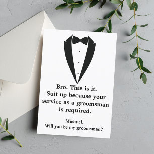 elegant tuxedo minimal chic groomsman invitation