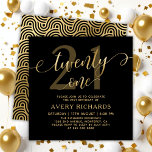 Elegant Twenty One Gold Script Black 21st Birthday Invitation<br><div class="desc">Elegant Chic Black and Gold Twenty One Script 21st Birthday Invitation. Celebrate in style with this Elegant Black and Faux Gold “Twenty One” Birthday Invitation. This modern birthday party invitation features bold “twenty one” text in large faux gold foil swirly calligraphy with elegant swash tails, paired with the number “21”...</div>
