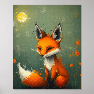 Elegant Twilight Fox - Artistic Foil Prints