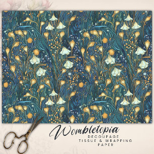 Elegant Twilight Garden Floral Decoupage Tissue Paper