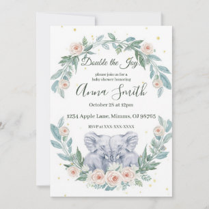 Elegant Twin Baby Shower Invitation – Watercolor