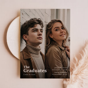 Elegant Twin Double Joint Photo Graduation Thank You Card