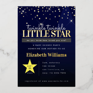 Elegant Twinkle Little Star Baby Shower Invitation