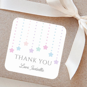 Elegant Twinkle Little Stars Baby Shower Thank You Square Sticker