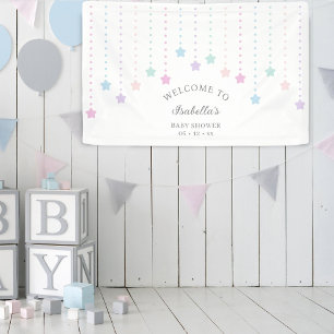 Elegant Twinkle Little Stars Baby Shower Welcome Banner