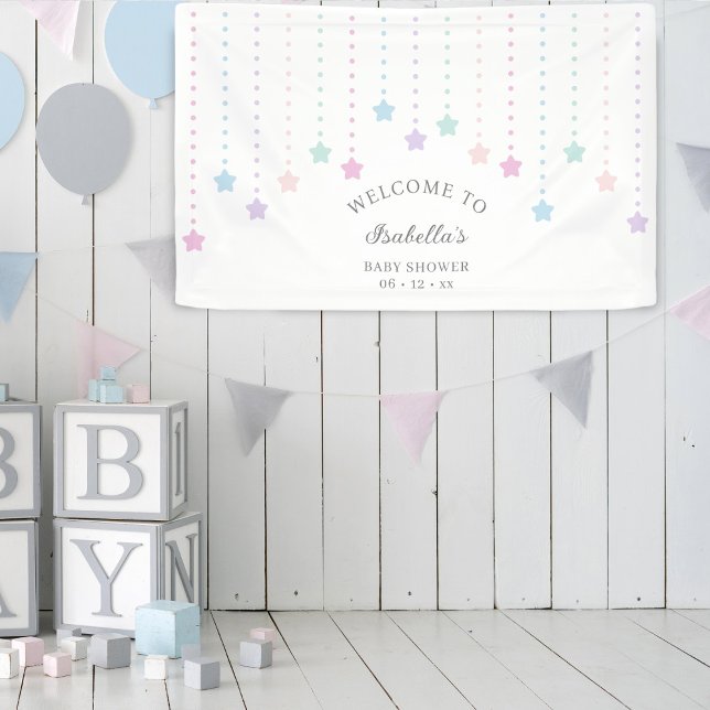 Elegant Twinkle Little Stars Baby Shower Welcome Banner (Creator Uploaded)